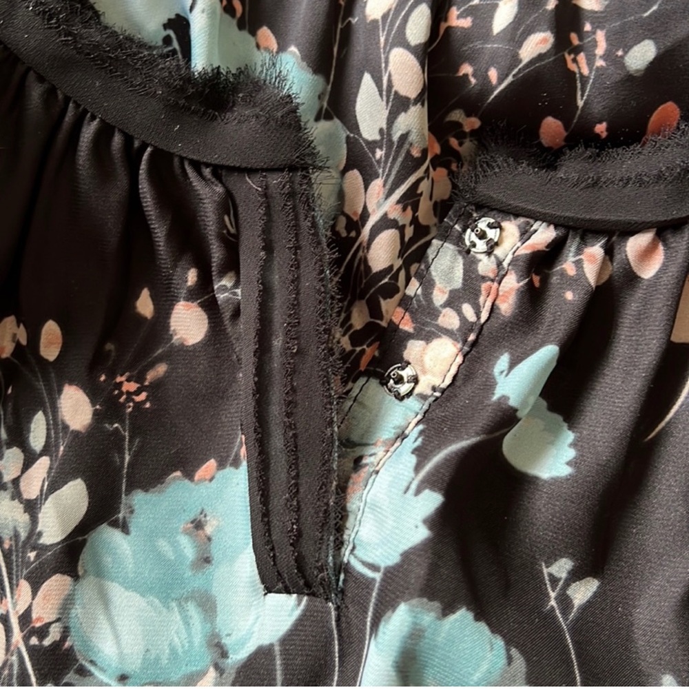 💖 watercolor dark floral mini dress - Picture 3 of 5